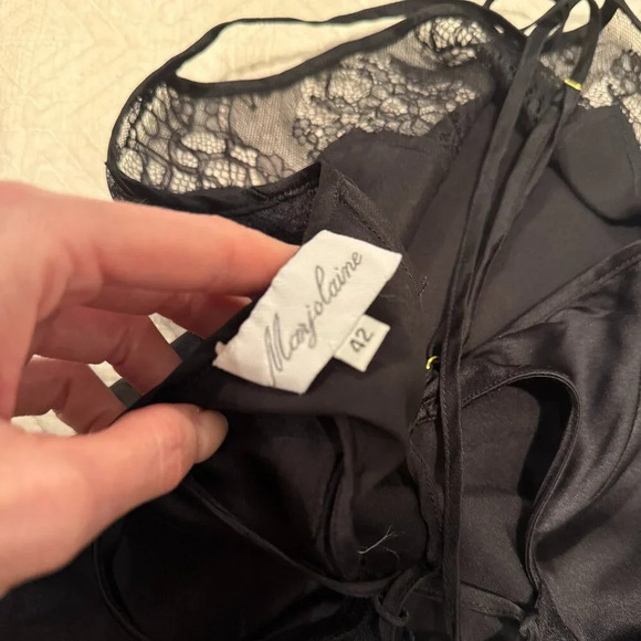 Black Lace Tie Up Slip, Marjolaine, US  M - Picture 5 of 11